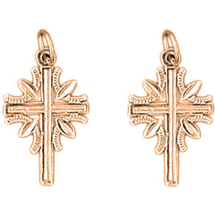 14K or 18K Gold 24mm Latin Cross Earrings