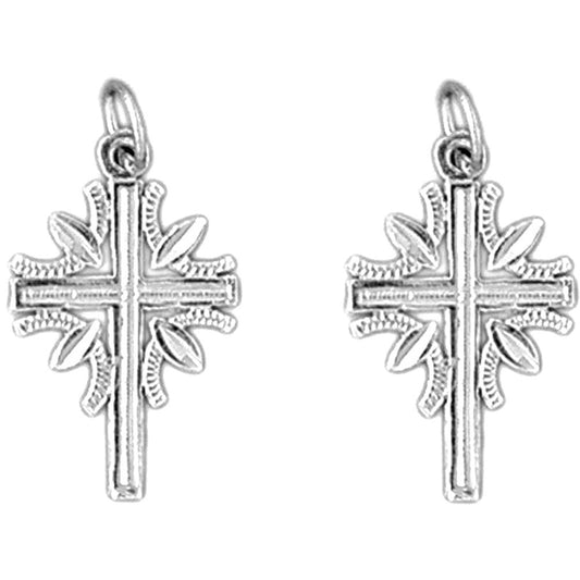 Sterling Silver 24mm Latin Cross Earrings