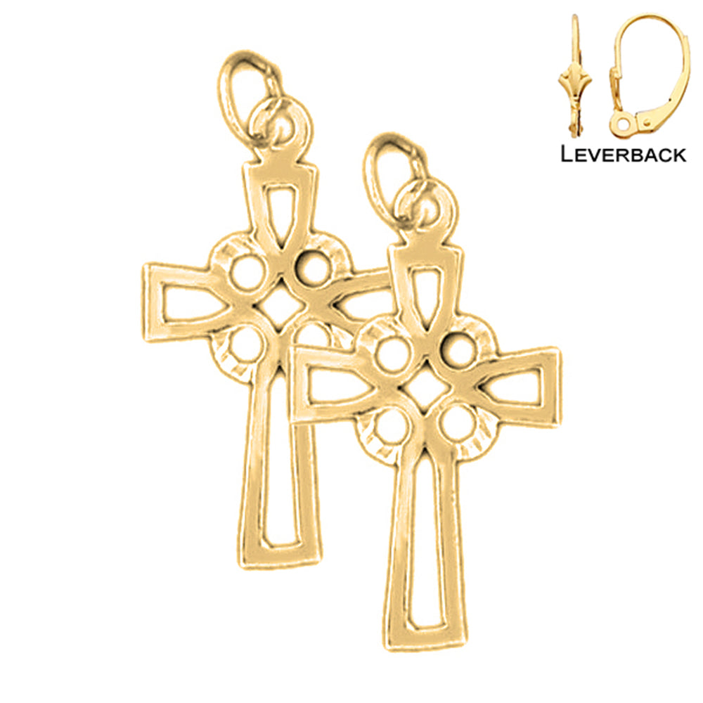 14K or 18K Gold Cross Earrings