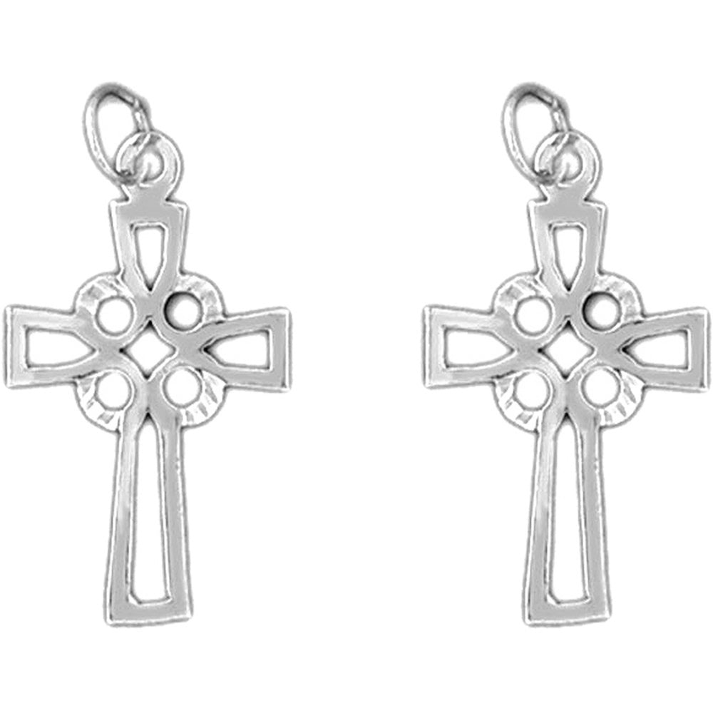Sterling Silver 19mm Cross Earrings