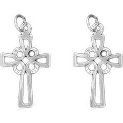 Sterling Silver 19mm Cross Earrings