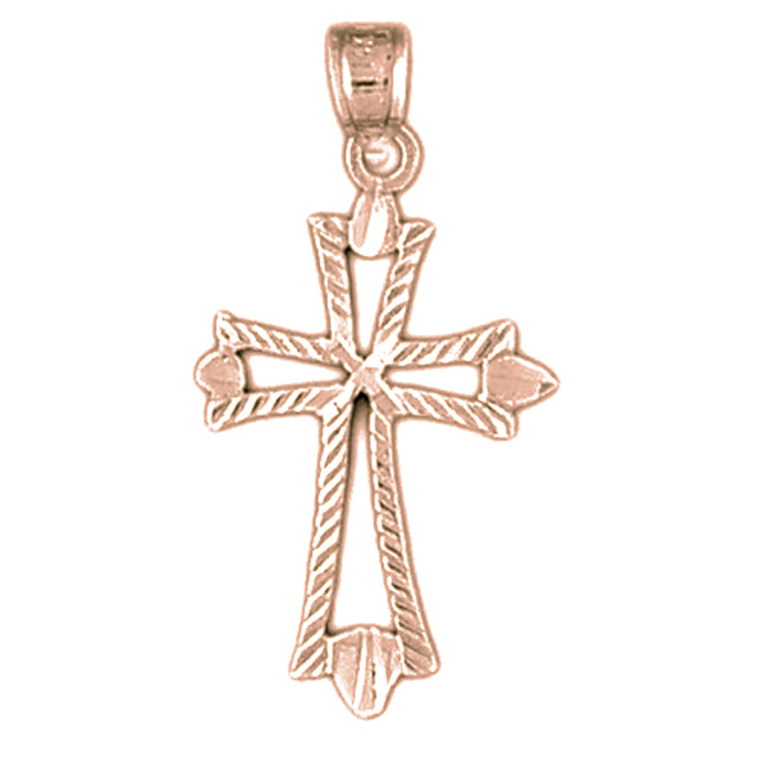 14K or 18K Gold Budded Cross Pendant