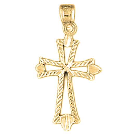 14K or 18K Gold Budded Cross Pendant