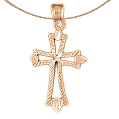 14K or 18K Gold Budded Cross Pendant