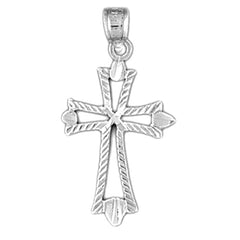 14K or 18K Gold Budded Cross Pendant