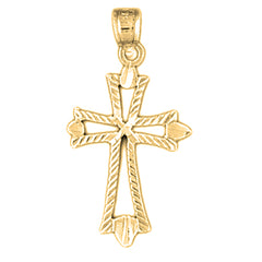 14K or 18K Gold Budded Cross Pendant