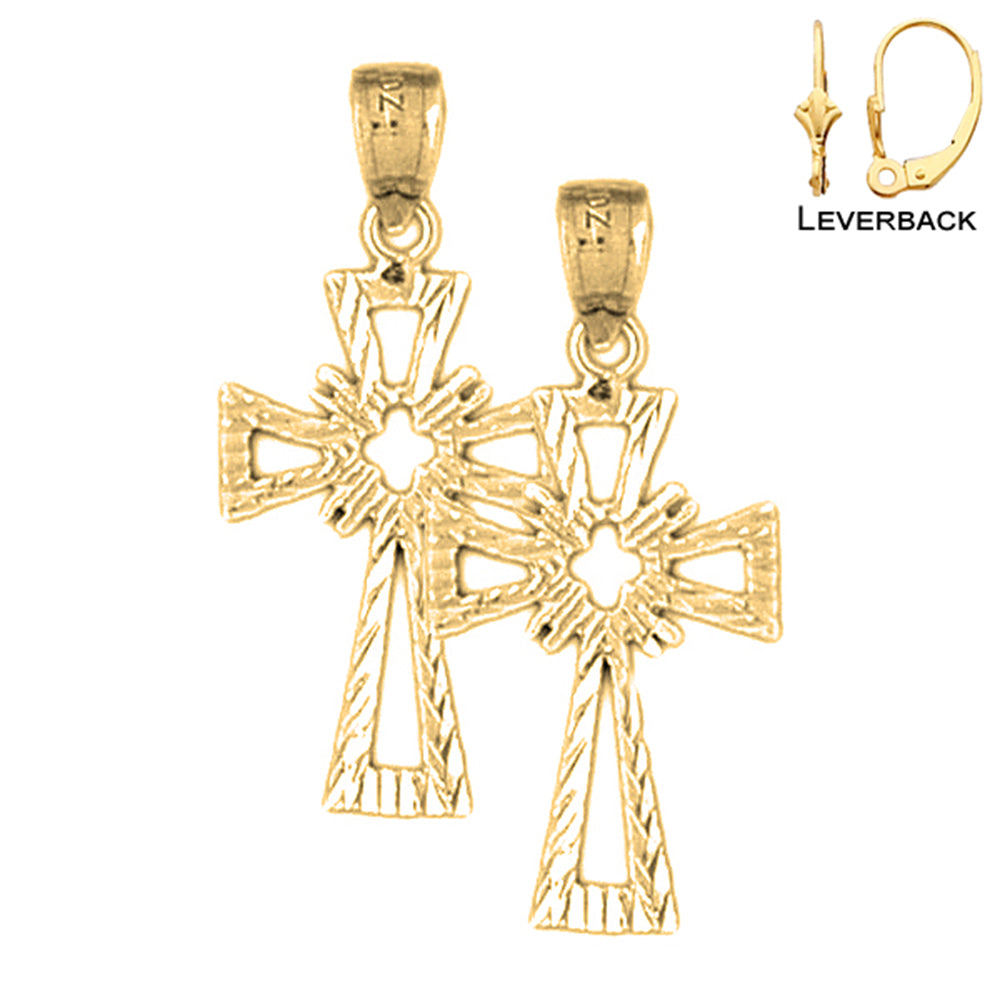 14K or 18K Gold Celtic Cross Earrings