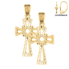 Sterling Silver 31mm Celtic Cross Earrings (White or Yellow Gold Plated)