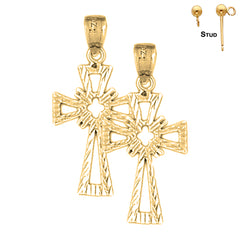 Sterling Silver 31mm Celtic Cross Earrings (White or Yellow Gold Plated)