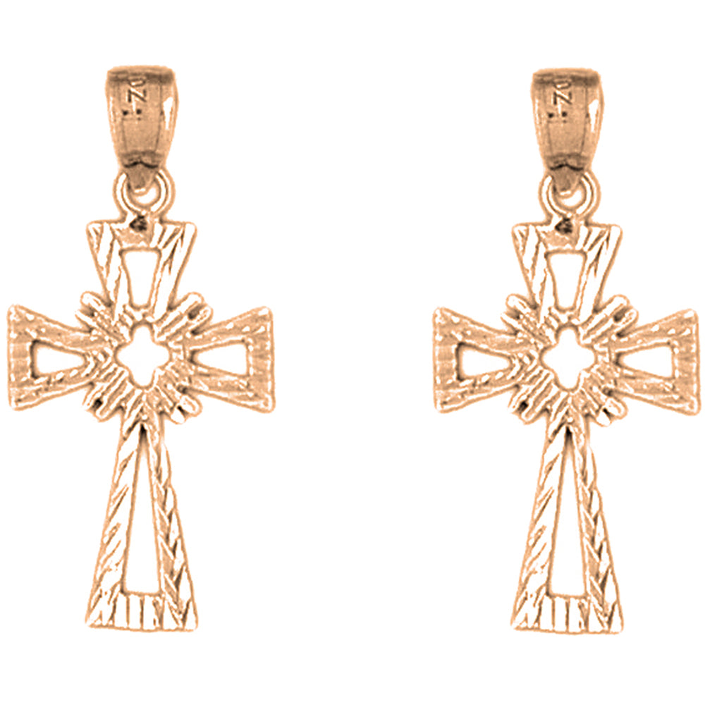 14K or 18K Gold 31mm Celtic Cross Earrings