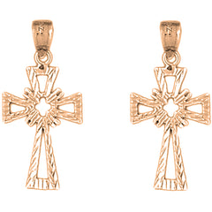 14K or 18K Gold 31mm Celtic Cross Earrings