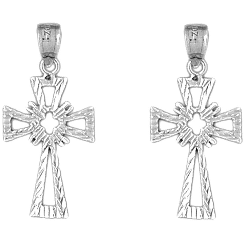 Sterling Silver 31mm Celtic Cross Earrings