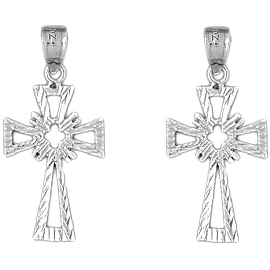 Sterling Silver 31mm Celtic Cross Earrings