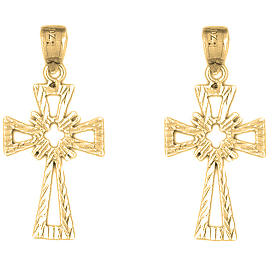Yellow Gold-plated Silver 31mm Celtic Cross Earrings