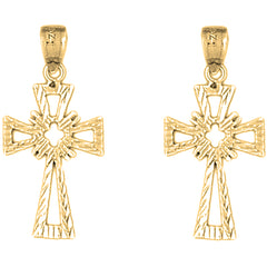 Yellow Gold-plated Silver 31mm Celtic Cross Earrings