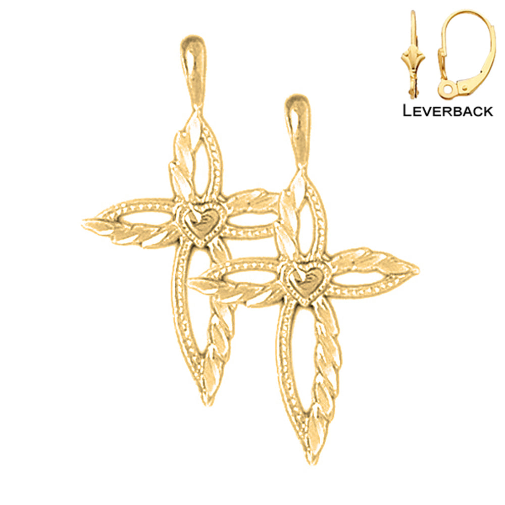 14K or 18K Gold Passion Cross Earrings