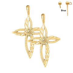 Sterling Silver 30mm Passion Cross Earrings (White or Yellow Gold Plated)