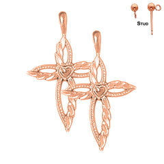 14K or 18K Gold Passion Cross Earrings