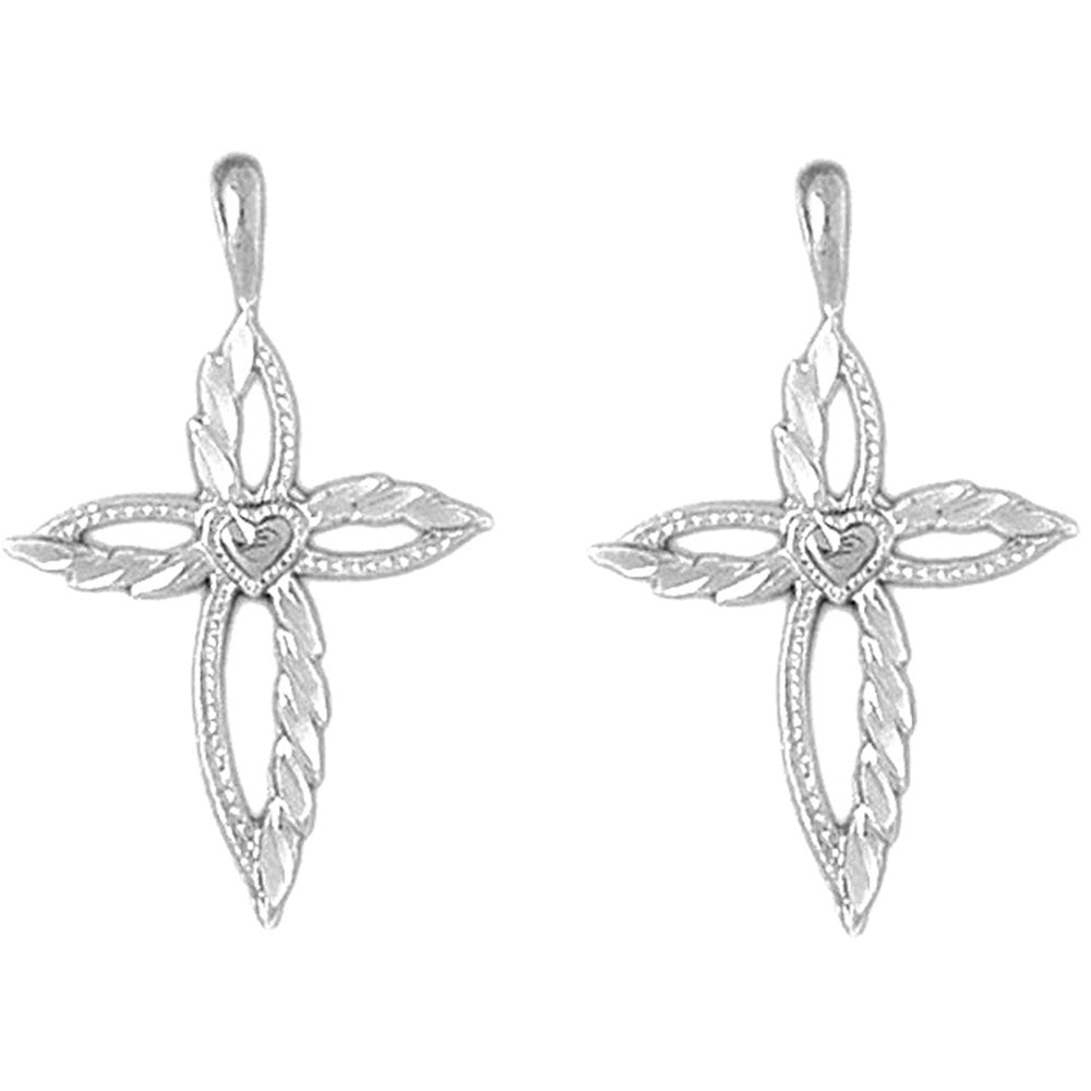 Sterling Silver 30mm Passion Cross Earrings