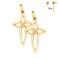 Sterling Silver 25mm Passion Cross Earrings (White or Yellow Gold Plated)