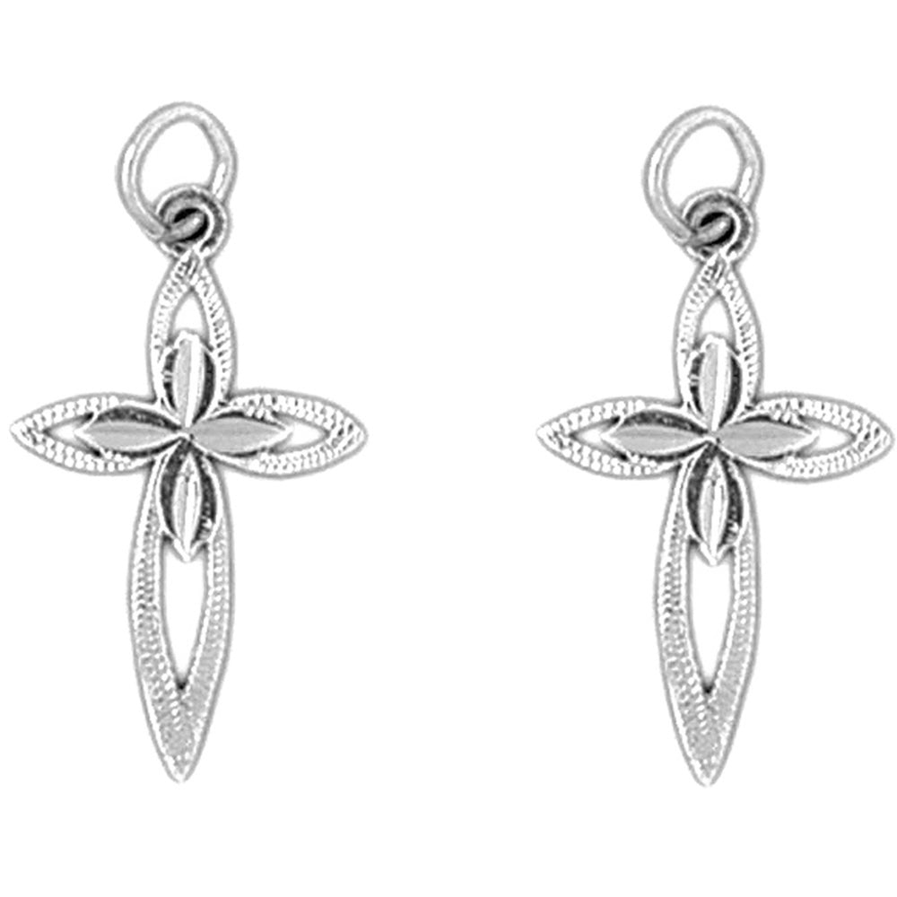 Sterling Silver 25mm Passion Cross Earrings