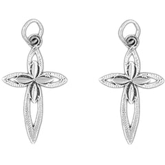 Sterling Silver 25mm Passion Cross Earrings