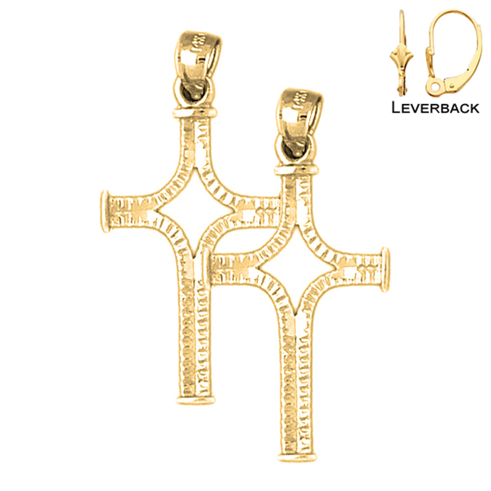 14K or 18K Gold Cross Earrings