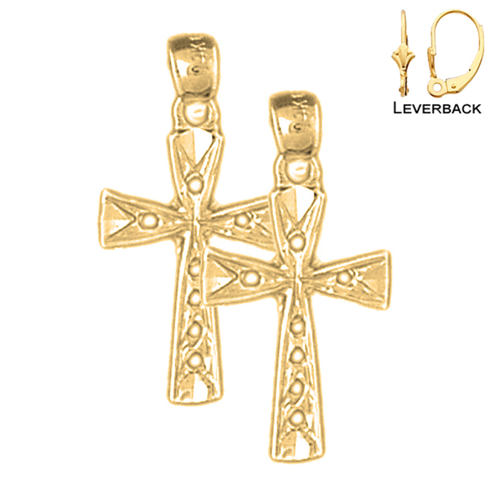 14K or 18K Gold Latin Cross Earrings