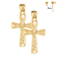 Sterling Silver 25mm Latin Cross Earrings (White or Yellow Gold Plated)