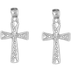 Sterling Silver 25mm Latin Cross Earrings