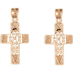 14K or 18K Gold 29mm Latin Cross Earrings