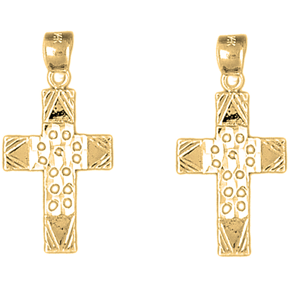 14K or 18K Gold 29mm Latin Cross Earrings