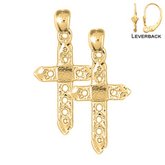 Sterling Silver 30mm Passion Cross Earrings (White or Yellow Gold Plated)