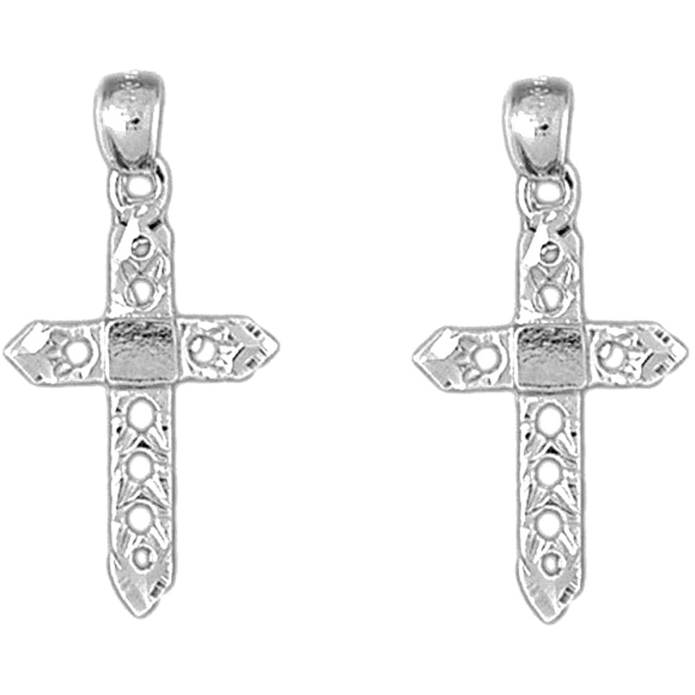 Sterling Silver 30mm Passion Cross Earrings