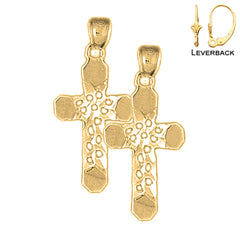 Sterling Silver 30mm Cross Earrings (White or Yellow Gold Plated)