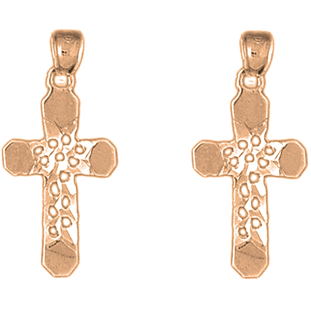 14K or 18K Gold 30mm Cross Earrings