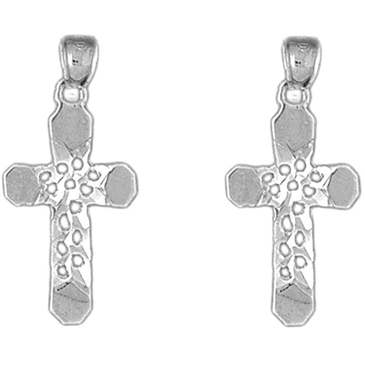 Sterling Silver 30mm Cross Earrings