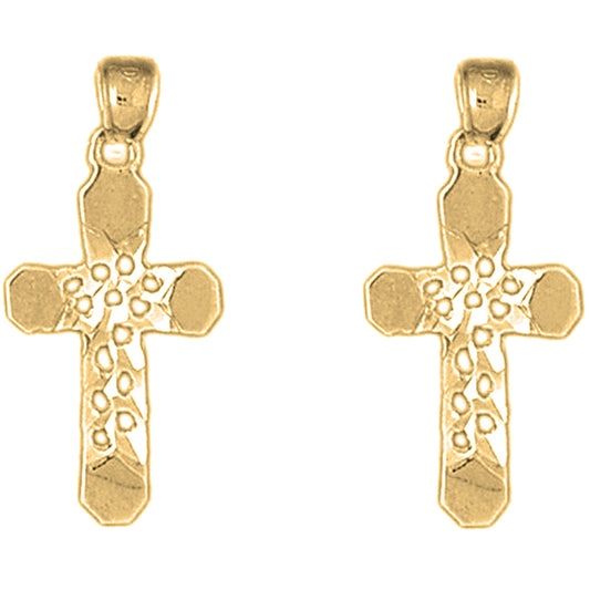 Yellow Gold-plated Silver 30mm Cross Earrings