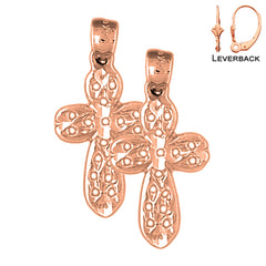 14K or 18K Gold Passion Cross Earrings