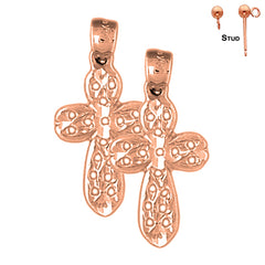 14K or 18K Gold Passion Cross Earrings