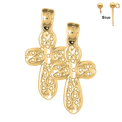 Sterling Silver 27mm Passion Cross Earrings (White or Yellow Gold Plated)