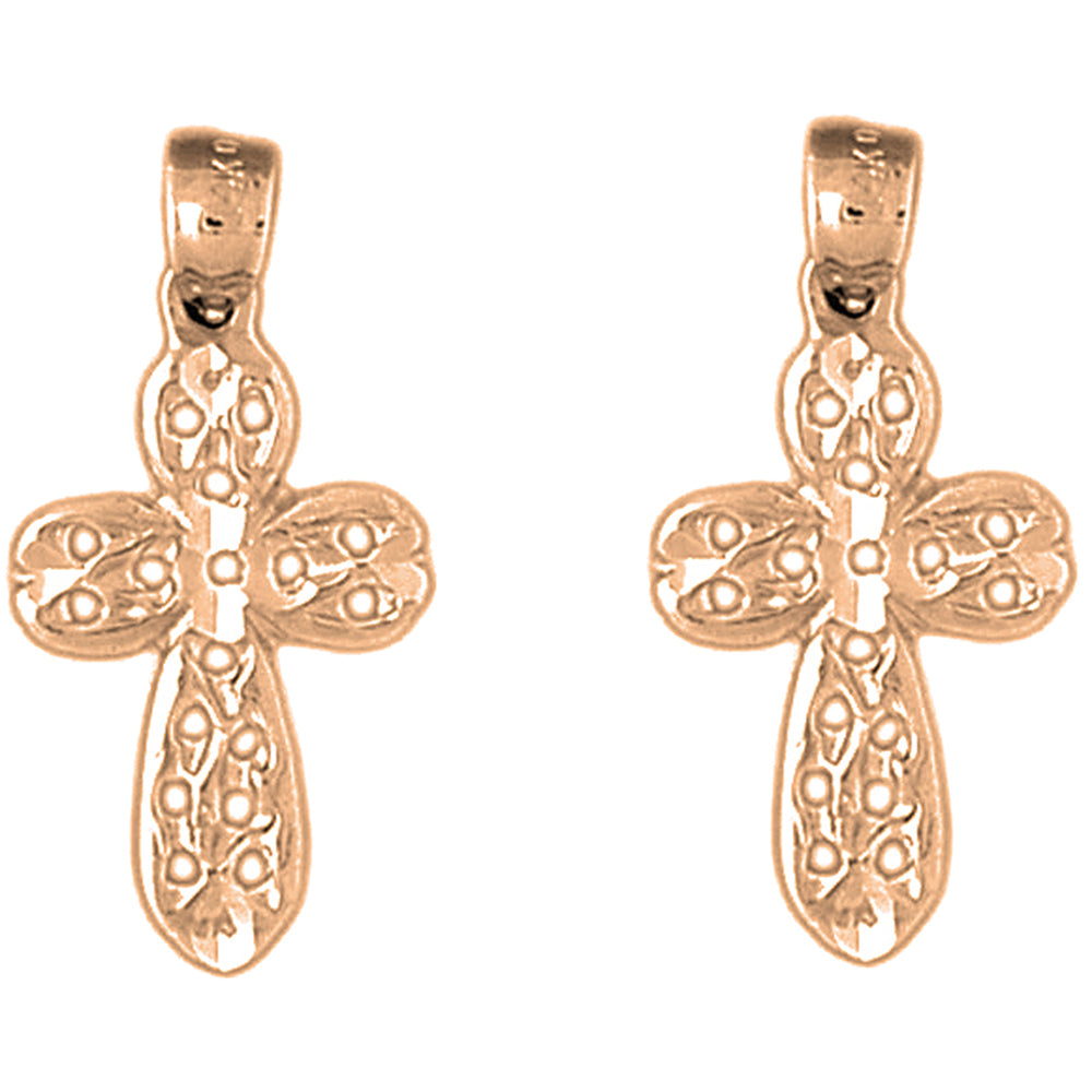 14K or 18K Gold 27mm Passion Cross Earrings