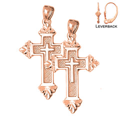 14K or 18K Gold Latin Cross Earrings