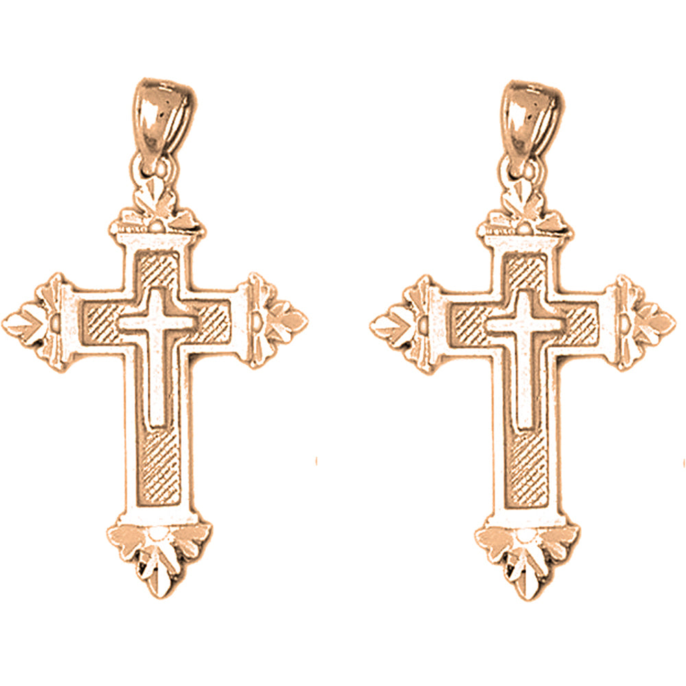 14K or 18K Gold 38mm Latin Cross Earrings