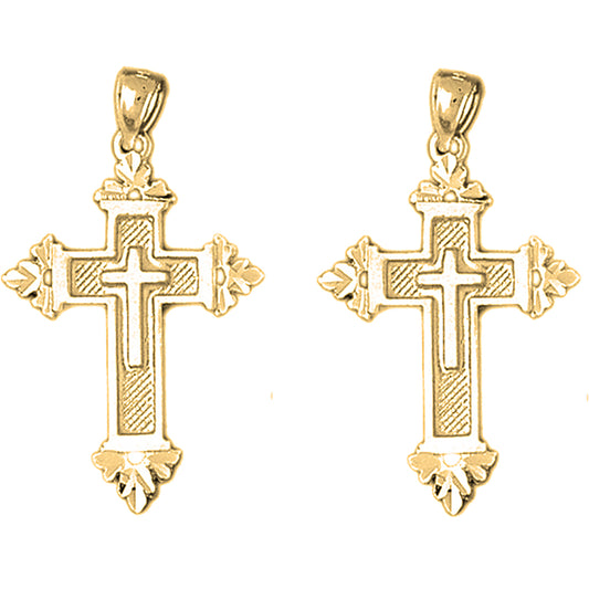 14K or 18K Gold 38mm Latin Cross Earrings