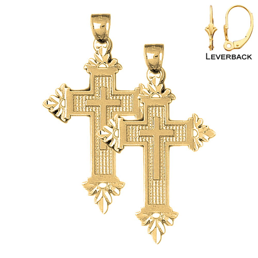 14K or 18K Gold Latin Cross Earrings