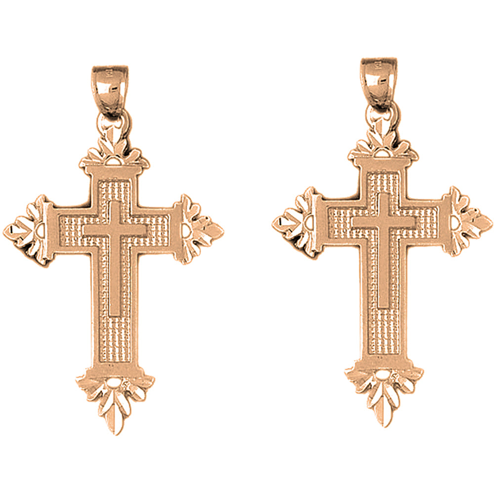 14K or 18K Gold 56mm Latin Cross Earrings