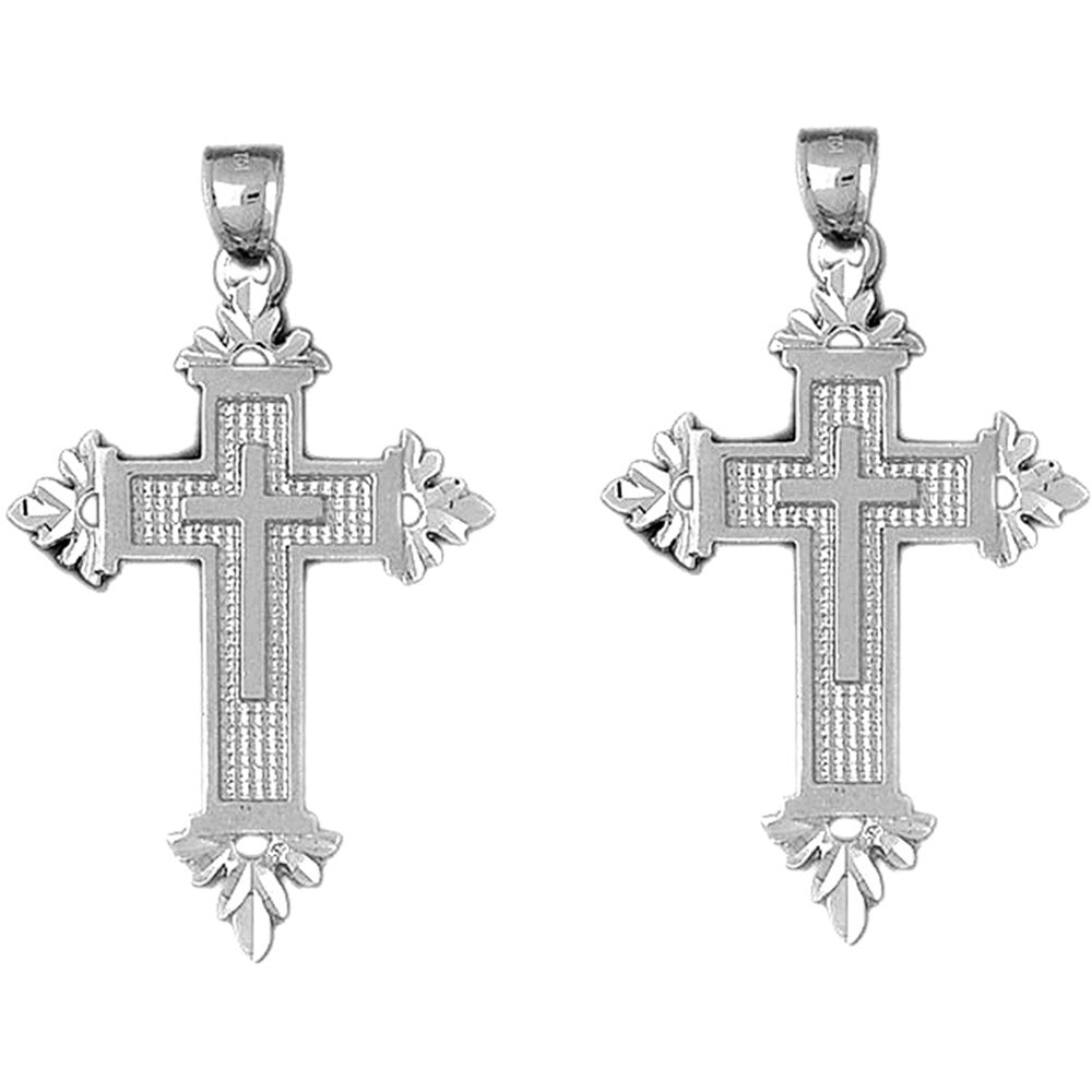 Sterling Silver 56mm Latin Cross Earrings