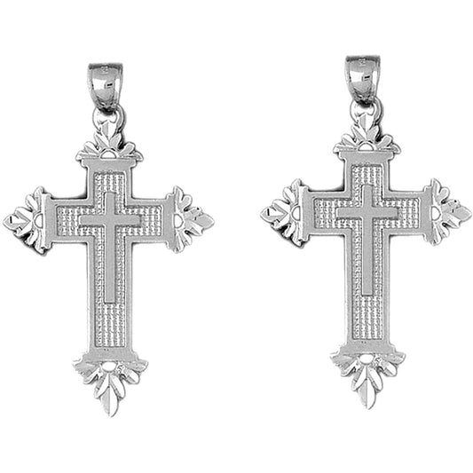 14K or 18K Gold 56mm Latin Cross Earrings