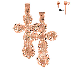 14K or 18K Gold Passion Cross Earrings